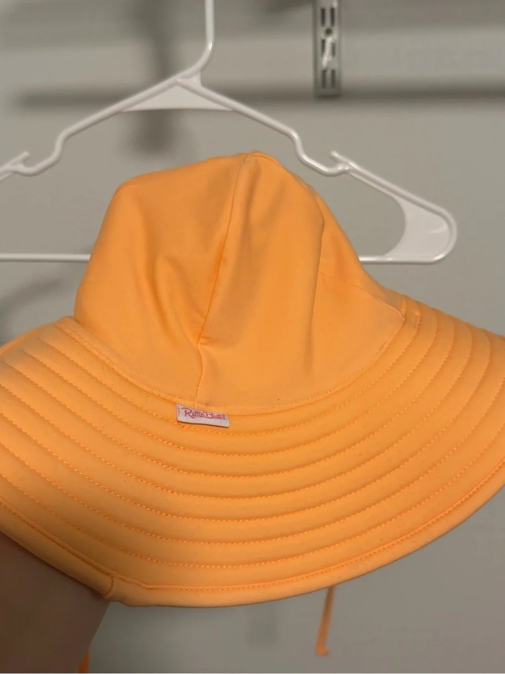 Ruffle Butts Peach-Orange Kids Sun Hat with Chin Tie
